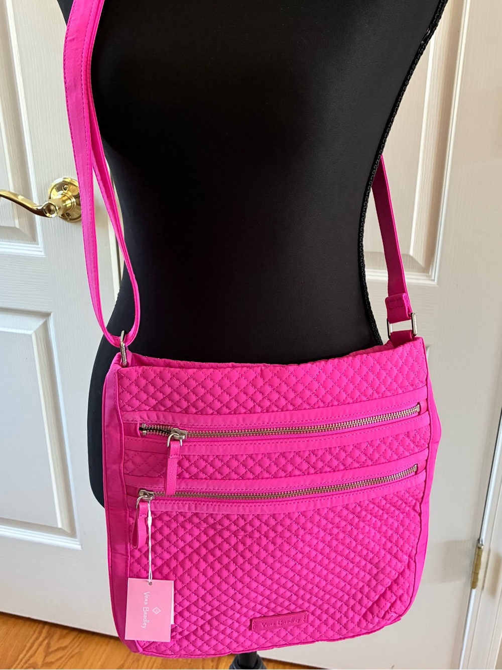 Vera Bradley Quilted Crossbody Bag in Hot Pink